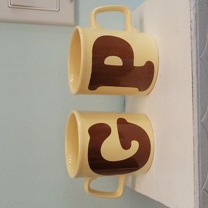 P G Two Pottery Mugs Made in England MCM